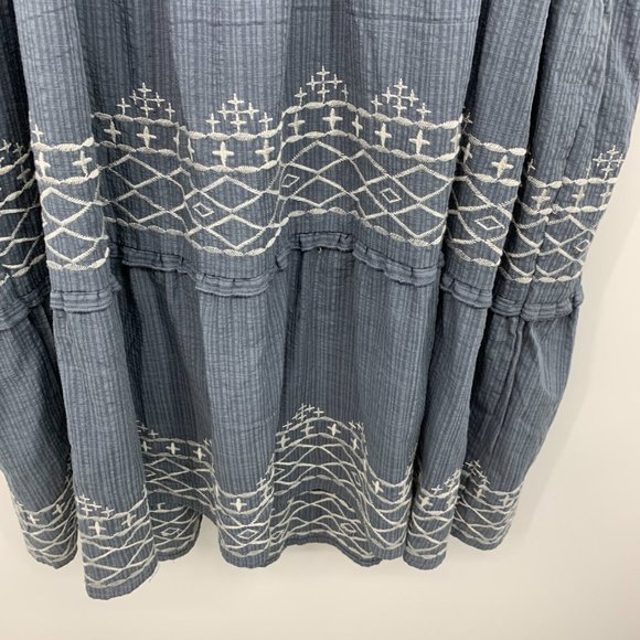 Knox Rose Dress Blue Embroidered Ruffle Short Sleeve Tiered NWT - Picture 13 of 13